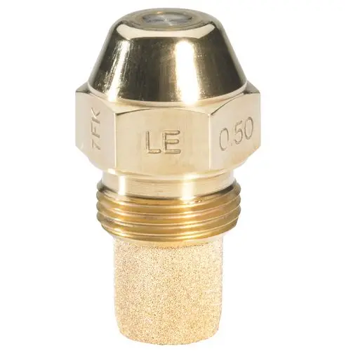 Öldüse mit einem zylindrischen Körper und einem netzartigen Abschlussventil. Hergestellt von Danfoss, geeignet für verschiedene Anwendungen in der Heiztechnik.